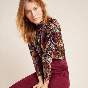 Rebecca Taylor Snake-Printed Silk Blouse